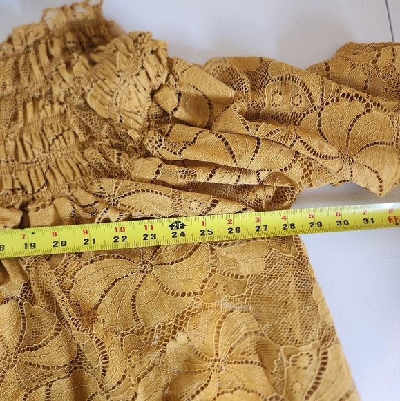 Ultra Pink Mustard Yellow Off Shoulder Lace Boho Top New Plus Size 26/28 4X - Picture 8 of 10